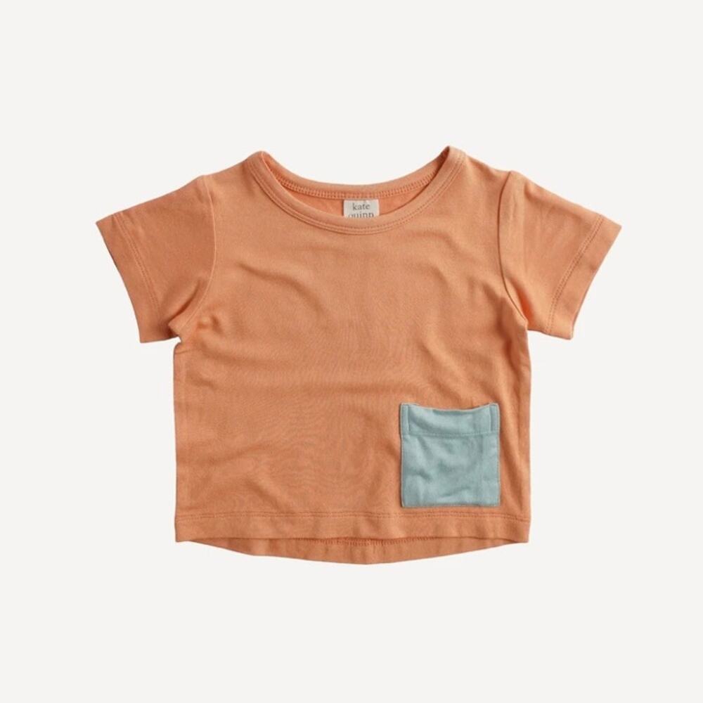Kate Quinn Short Sleeve Pocket Boxy Tee Brandied Melon Orange Bamboo Size 2T